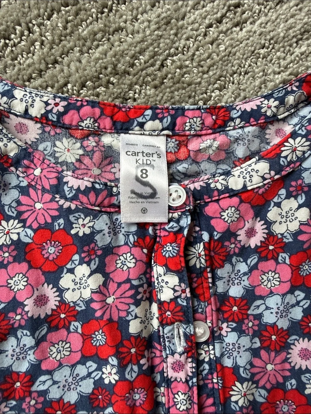 Carter's Red Pink Floral Long Sleeve Girls Dress